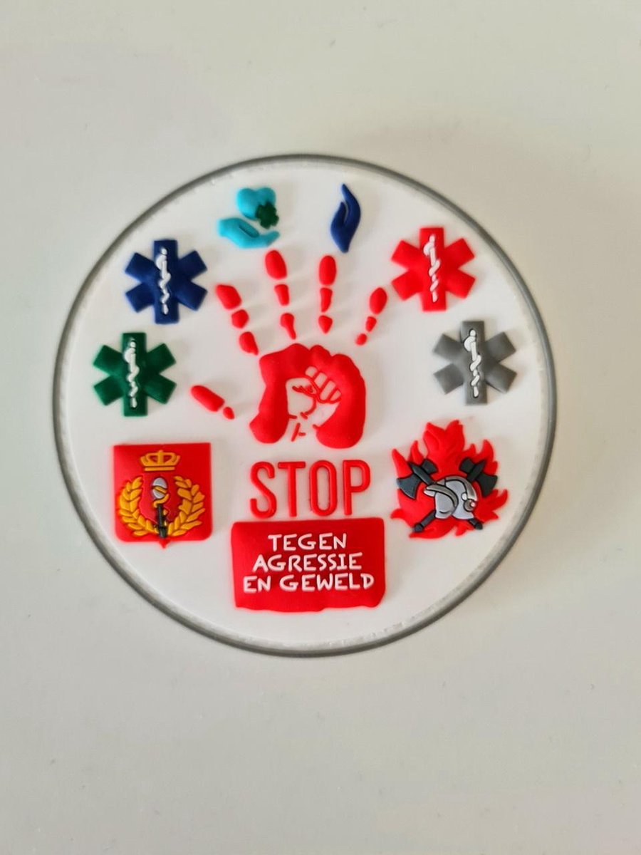 3D PVC patch 'STOP AGRESSIE EN GEWELD' hulpdiensten
