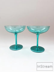 &Klevering Champagneglazen blauw - 2stuks - champagneglazen - proseccoglas