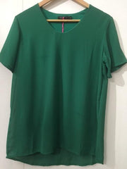 Pink Lady dames blouse groen uni KM - maat L