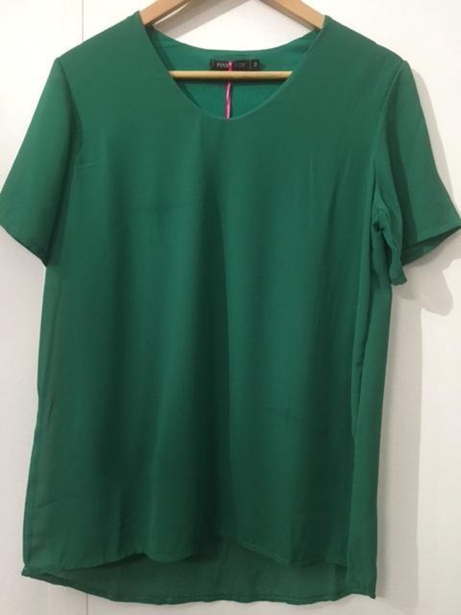 Pink Lady dames blouse groen uni KM - maat L