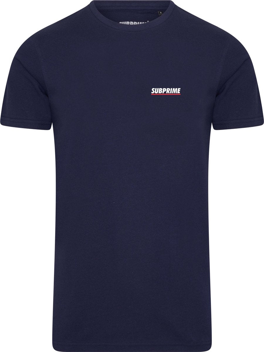 Subprime - Heren Tee SS Shirt Chest Logo Navy - Blauw - Maat L