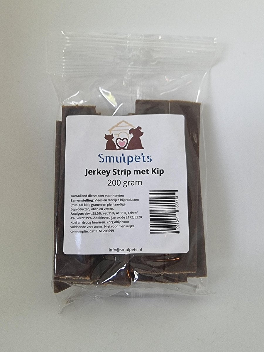 Hondensnack Jerkey Strip kip - 600 gram ( 3 x 200 gram)