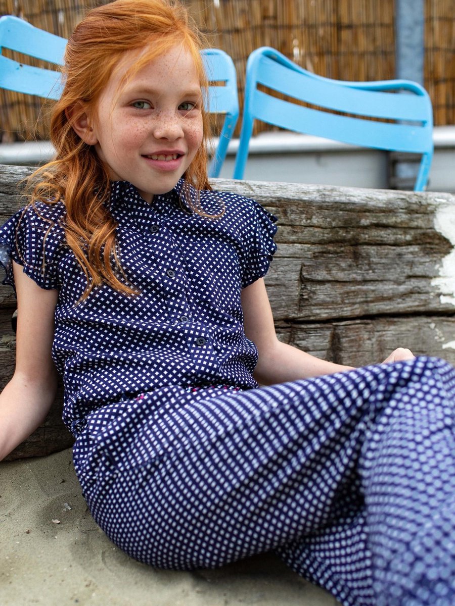 Quapi jumpsuit Francky donker blauw retroprint - maat 98/104