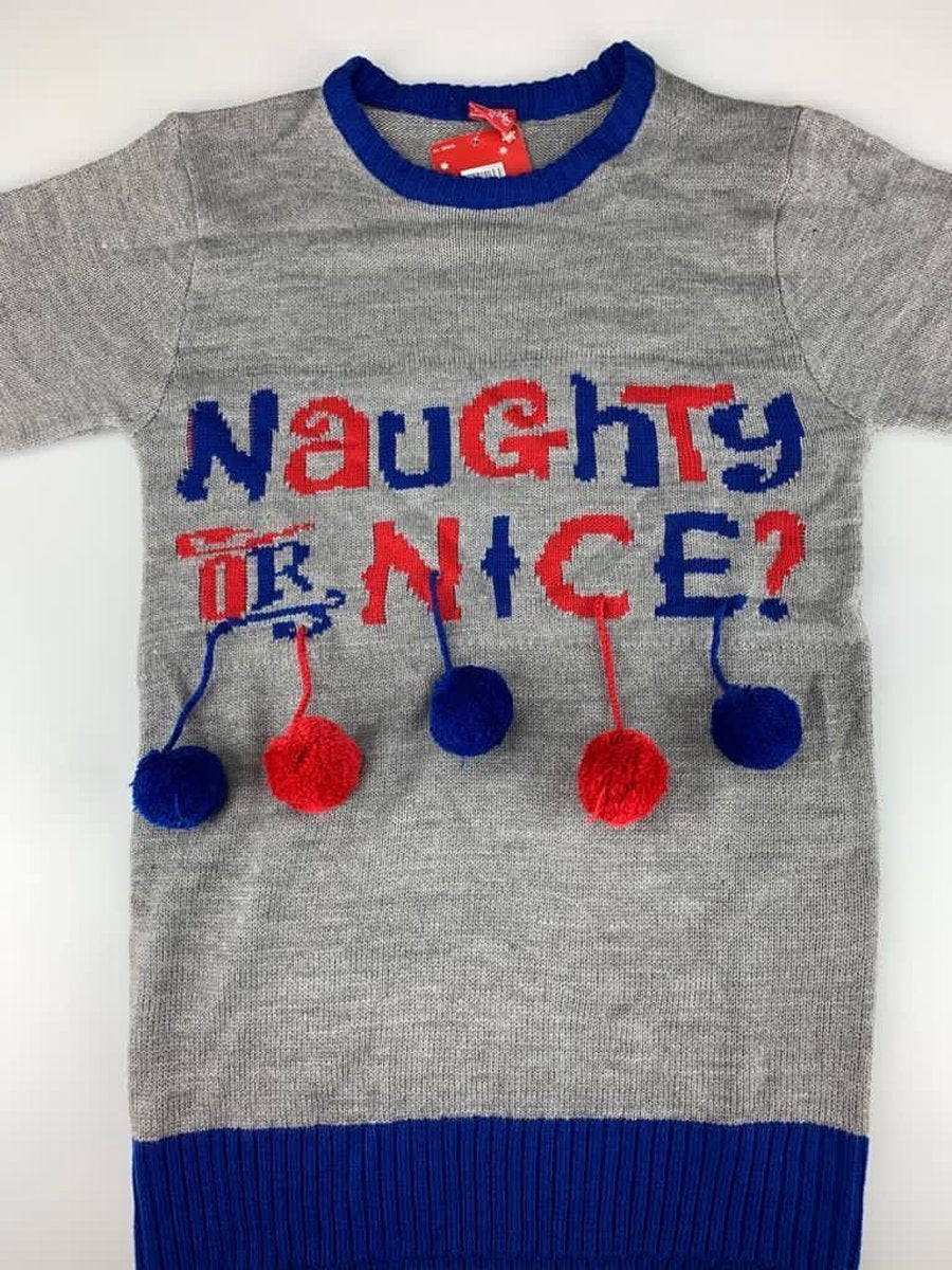 Foute kersttrui - Naughty Or Nice? - Grijs - Maat XL