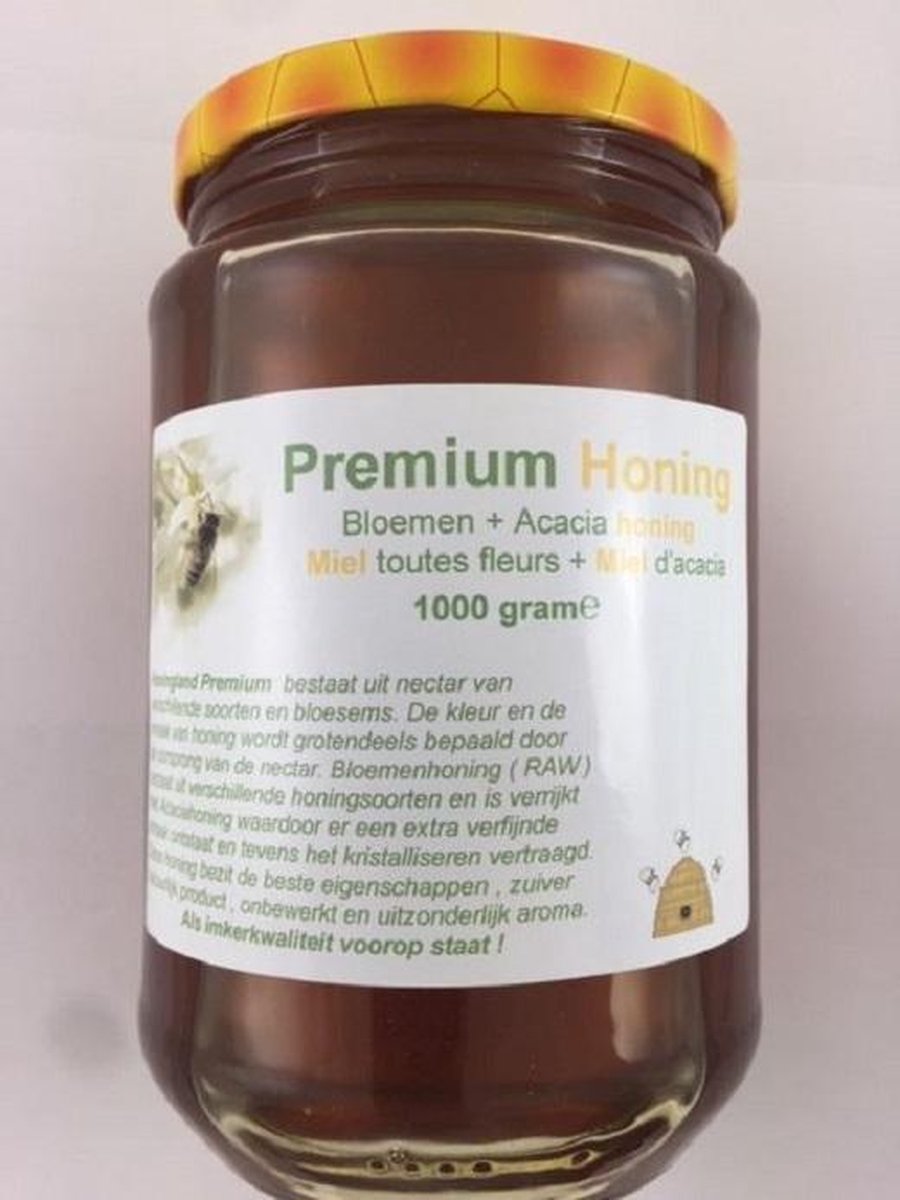 Honingland Premium: Bloemen + Acacia honing  1000 gram