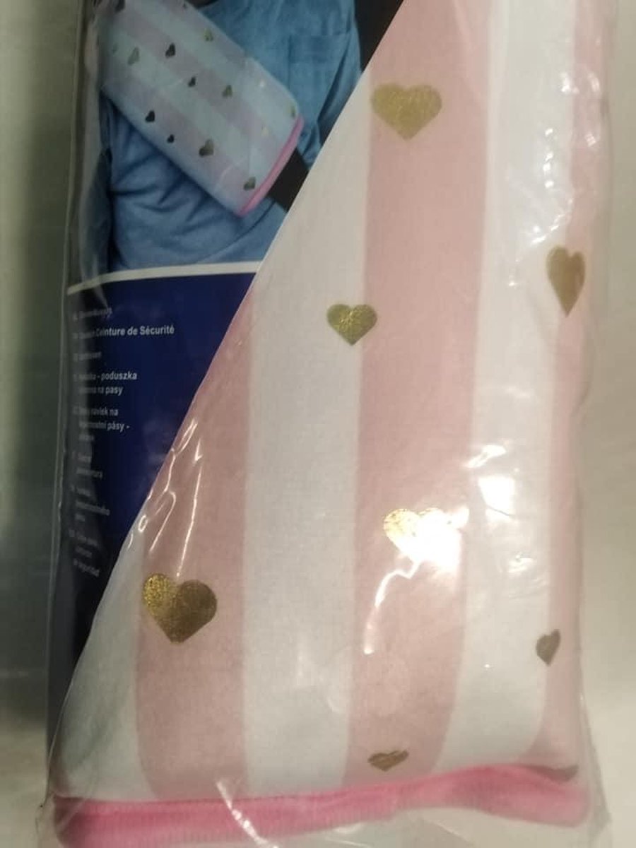 gordelkussen voor meisjes/ seat belt cushion/ roze/ gold heart