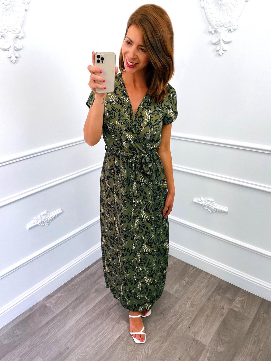 Print Dress Lang Groen