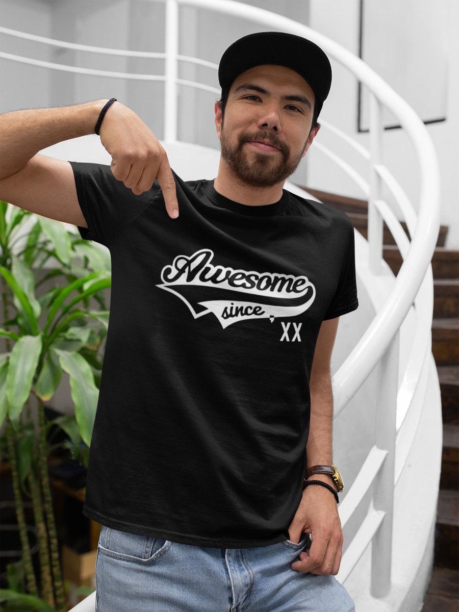 Custom Verjaardag T-Shirt Met je eigen Jaartal | Birthday Unisex Shirt | Awesome Since | Jarig