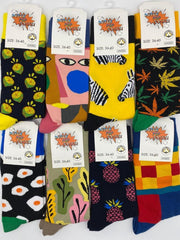 8 PAAR DUTCH POP SOCKS/GEKKE SOKKEN/GRAPPIGE SOKKEN/VROLIJKE SOKKEN/APARTE SOKKEN/SOKKEN PRINT/DIVERSE KLEUREN/GIFTBOX/UNISEX / MAAT 36-40