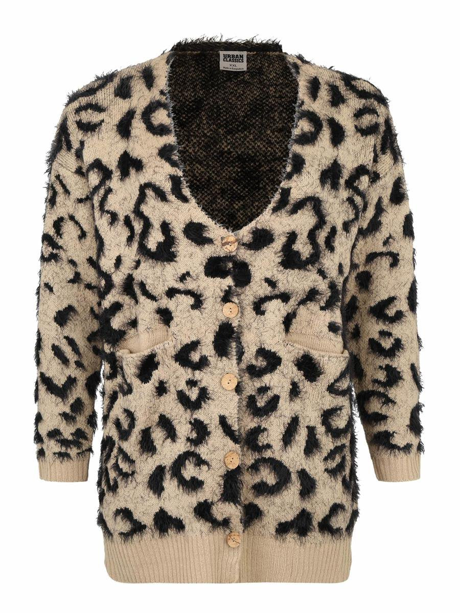 Urban Classics Curvy gebreid vest ladies leo Zwart-4xl