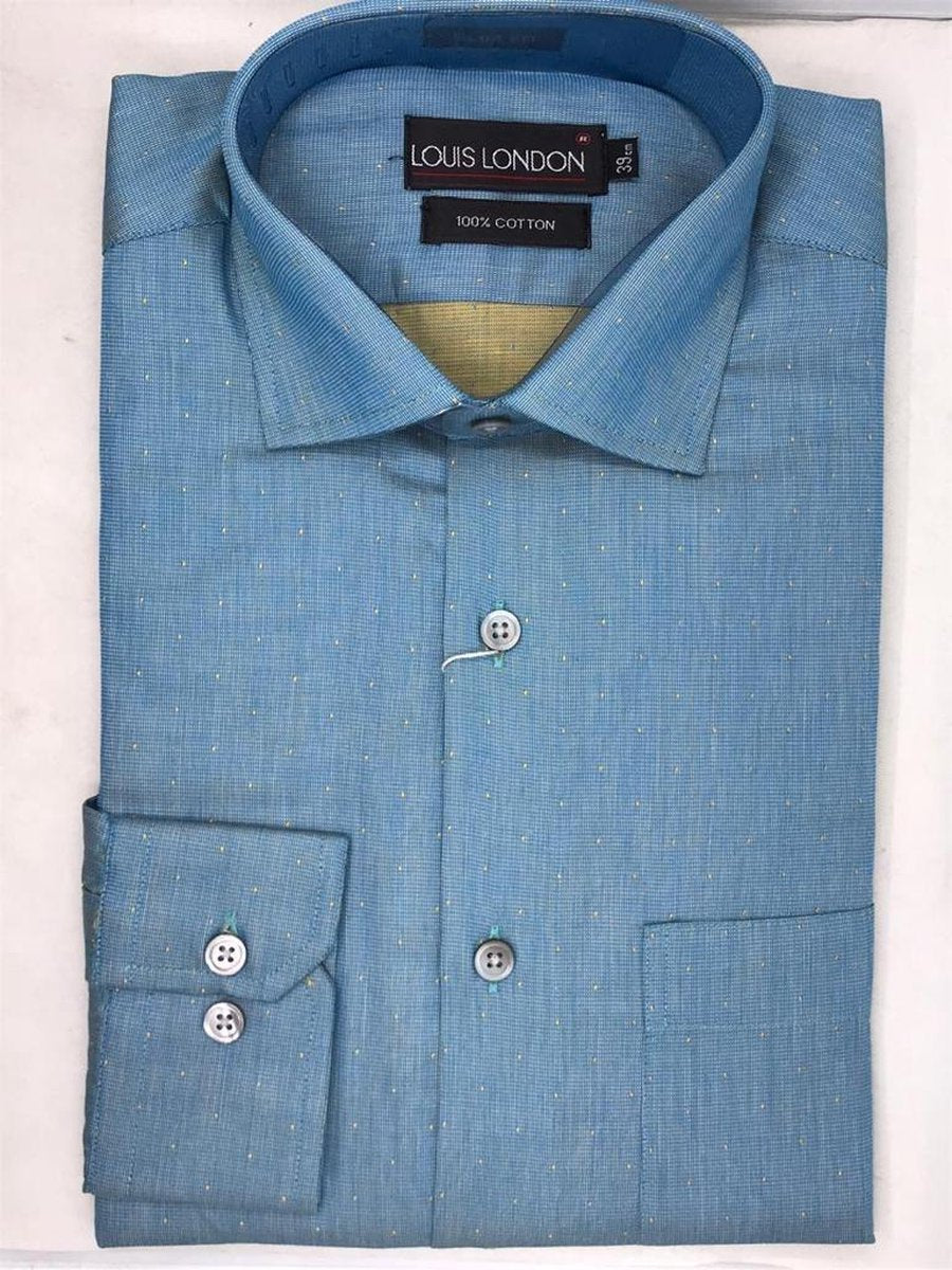 OVERHEMD HEREN| SLIM FIT | Aqua Groen met Gele puntjes KLEUR | MAAT 39 | MEDIUM SIZE
