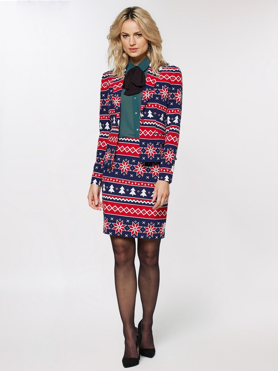 OppoSuiits Nordic Noelle - Vrouwen Kostuum - Gekleurd - Kerst - Maat 38