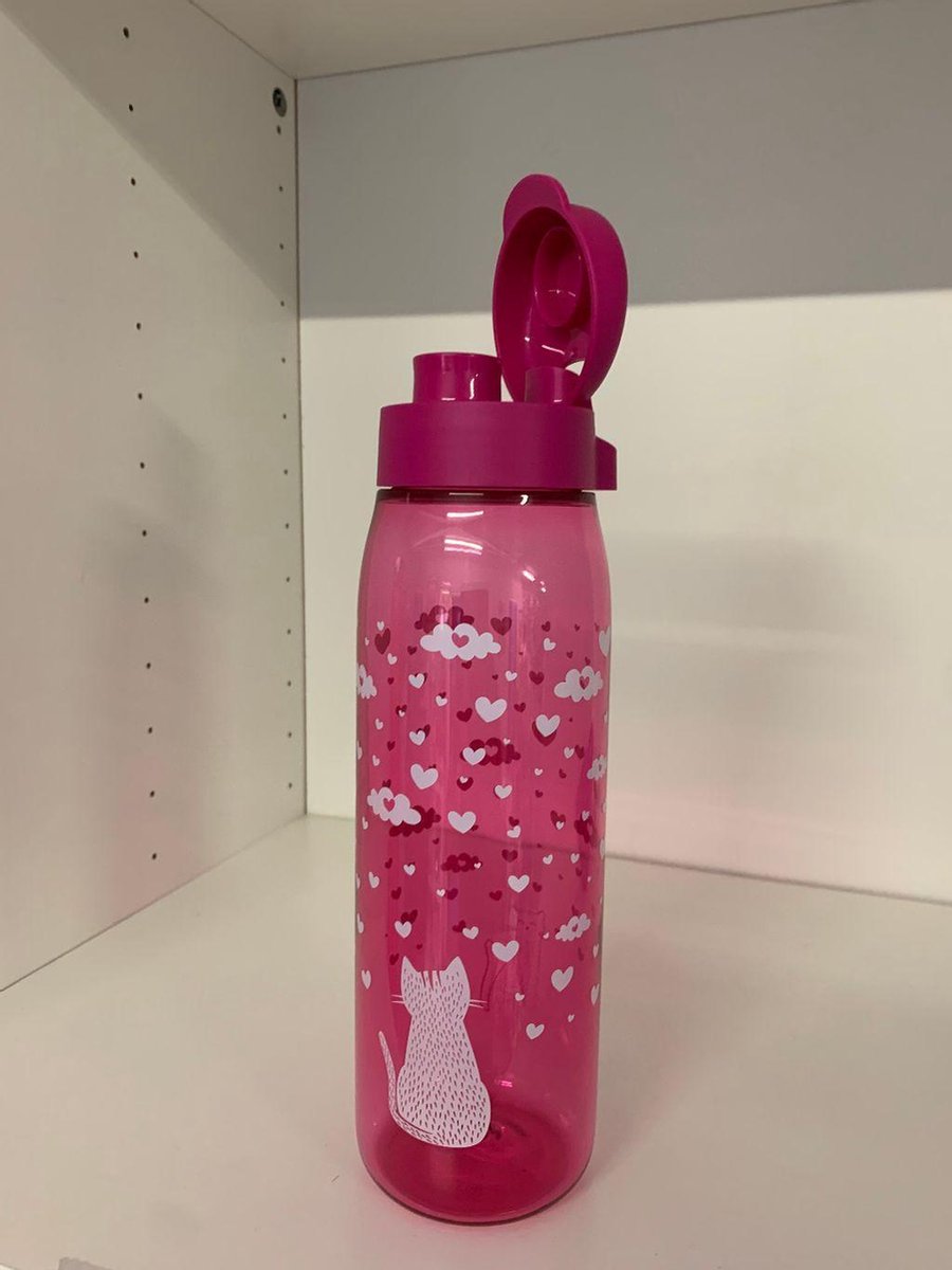 Tupperware sportfles 750 ml met poes decoratie
