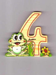 Cijfer 4 kikker met bloem hout Bartolucci