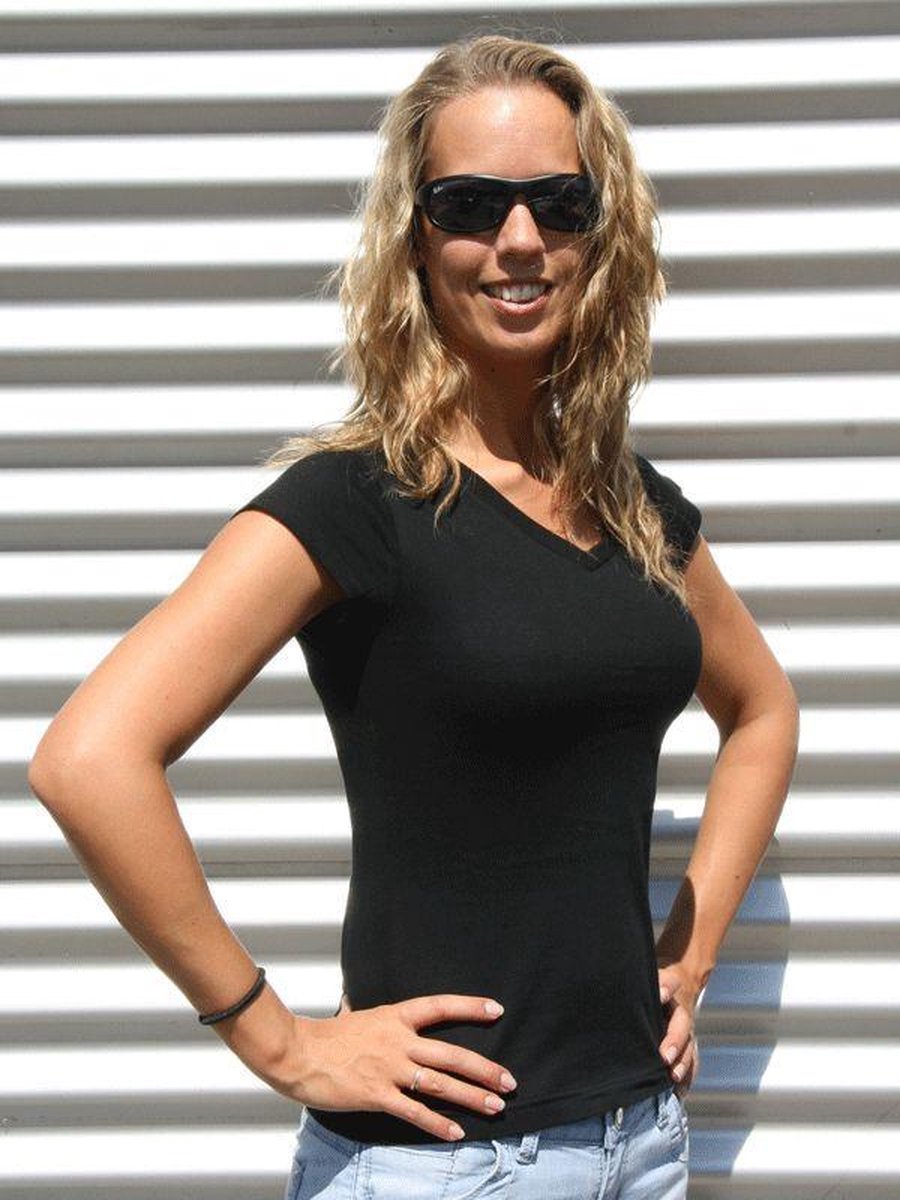 Dames t-shirt  V-hals zwart 38 (M)