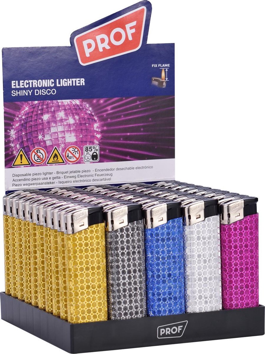 Aanstekers - Lighters - Prof - 50 stuks – Shiny Disco