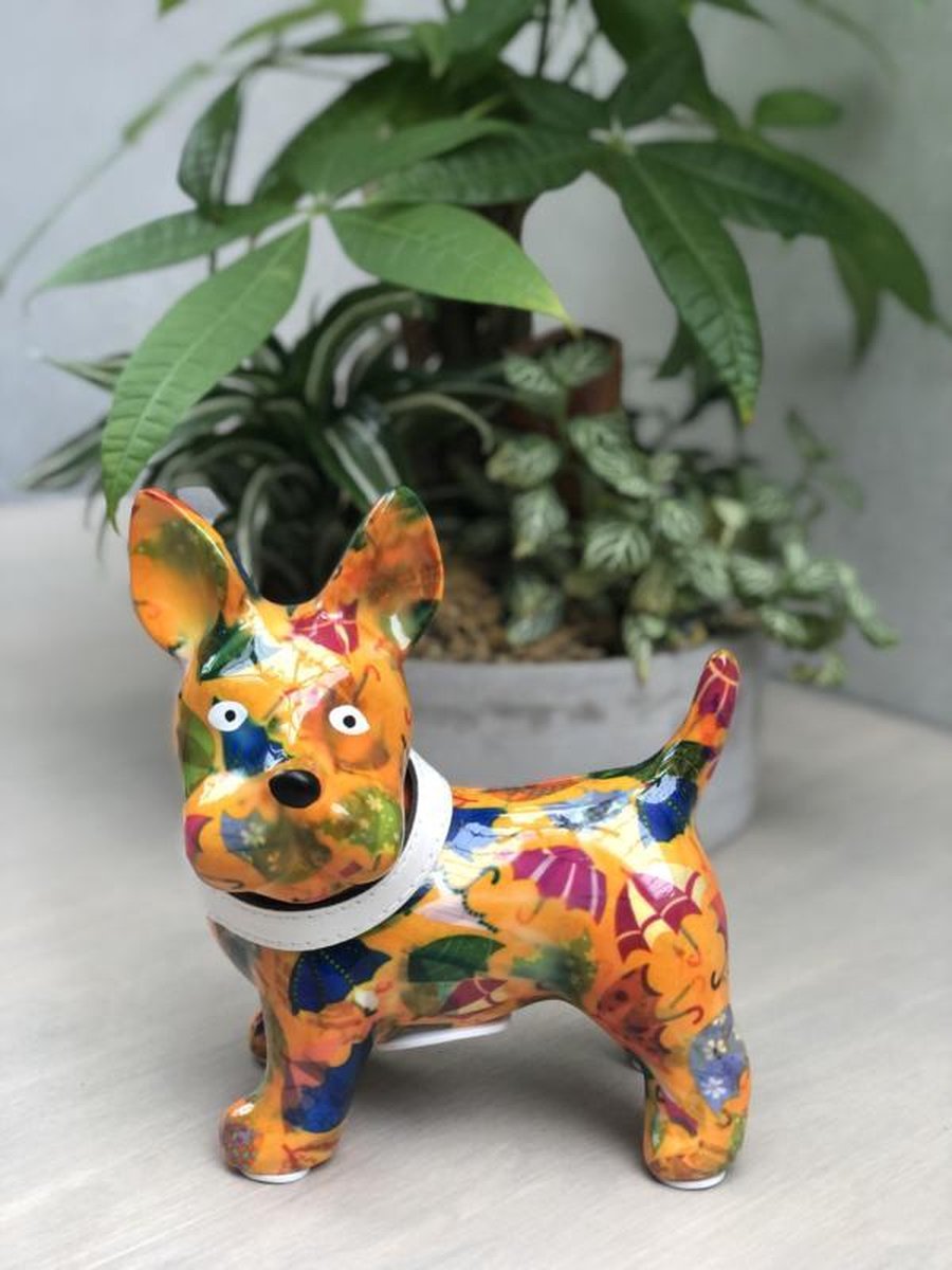 Pomme Pidou Hond Boomer Spaarpot - Oranje met paraplu's