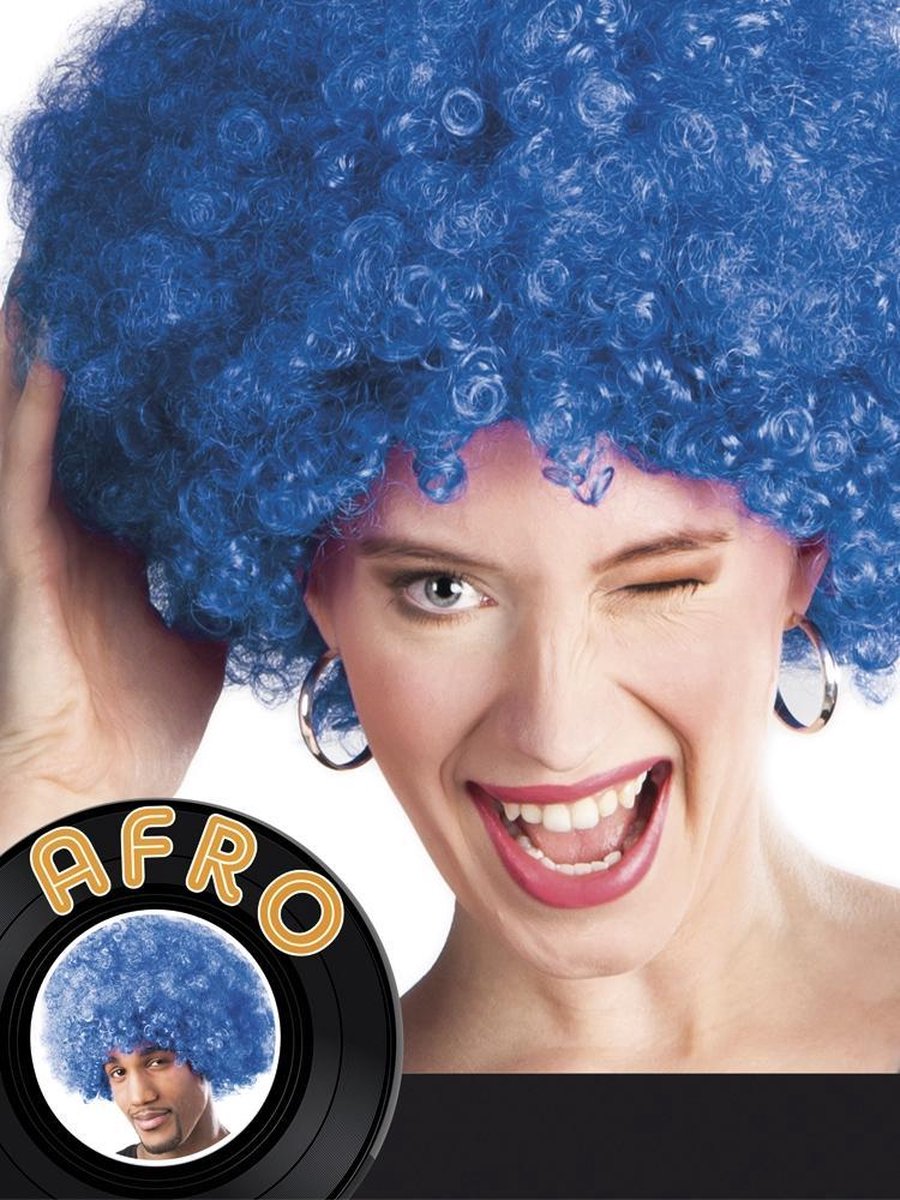 12 stuks: Pruik Afro - blauw
