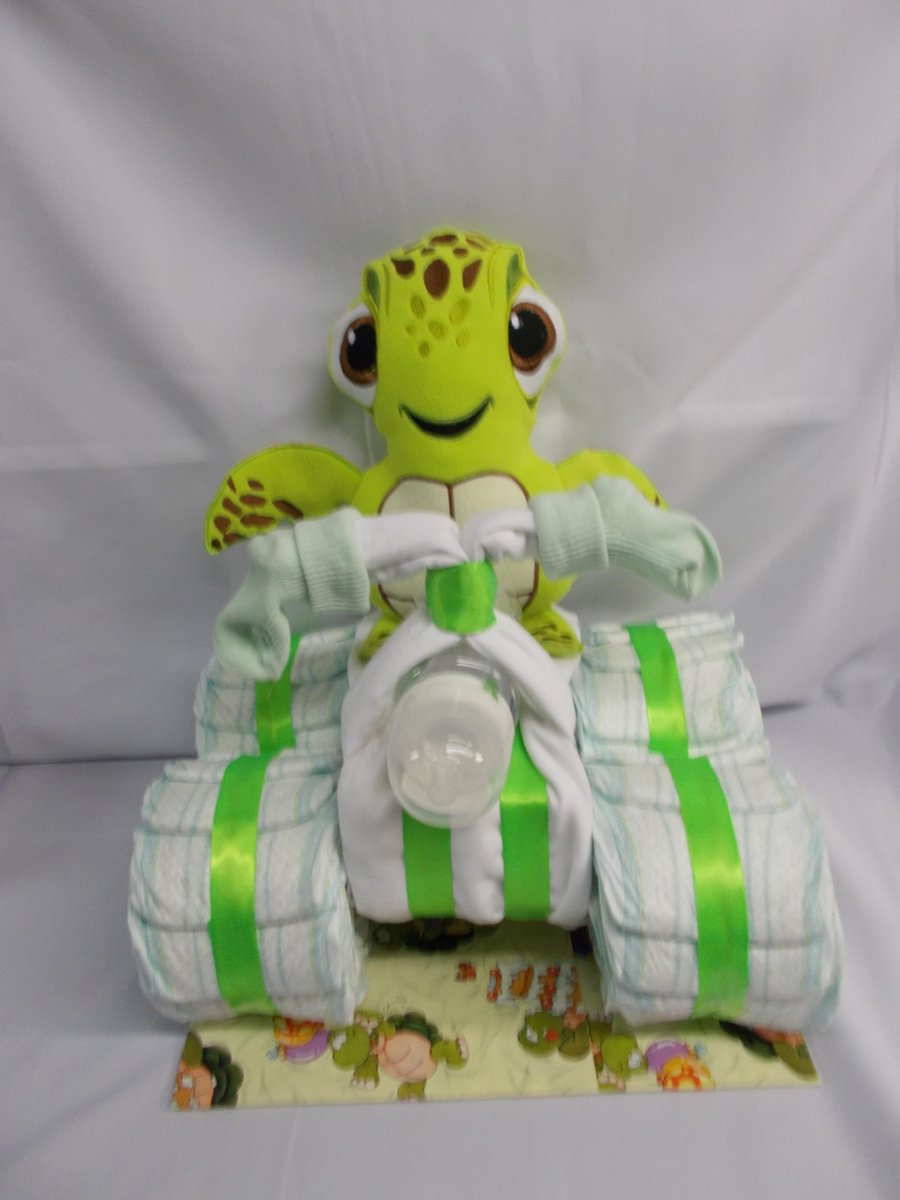 luiertaart /pampertaart Quad schildpad groen
