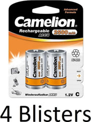8 Stuks (4 Blisters a 2 st) Camelion Rechargeable NimH D 2500mAh