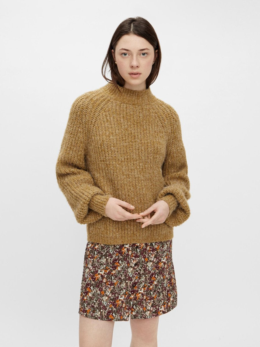 Pieces PCTESSI LS KNIT D2D Ecru OliveDames Trui - Maat XL