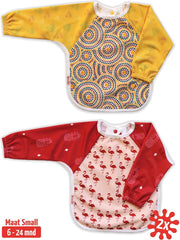 Slab met mouwen set 2 stuks | KliederZ lange mouwslab 6 - 24 mnd | meisje babyslab Aboriginal Art & Flamingo LB01