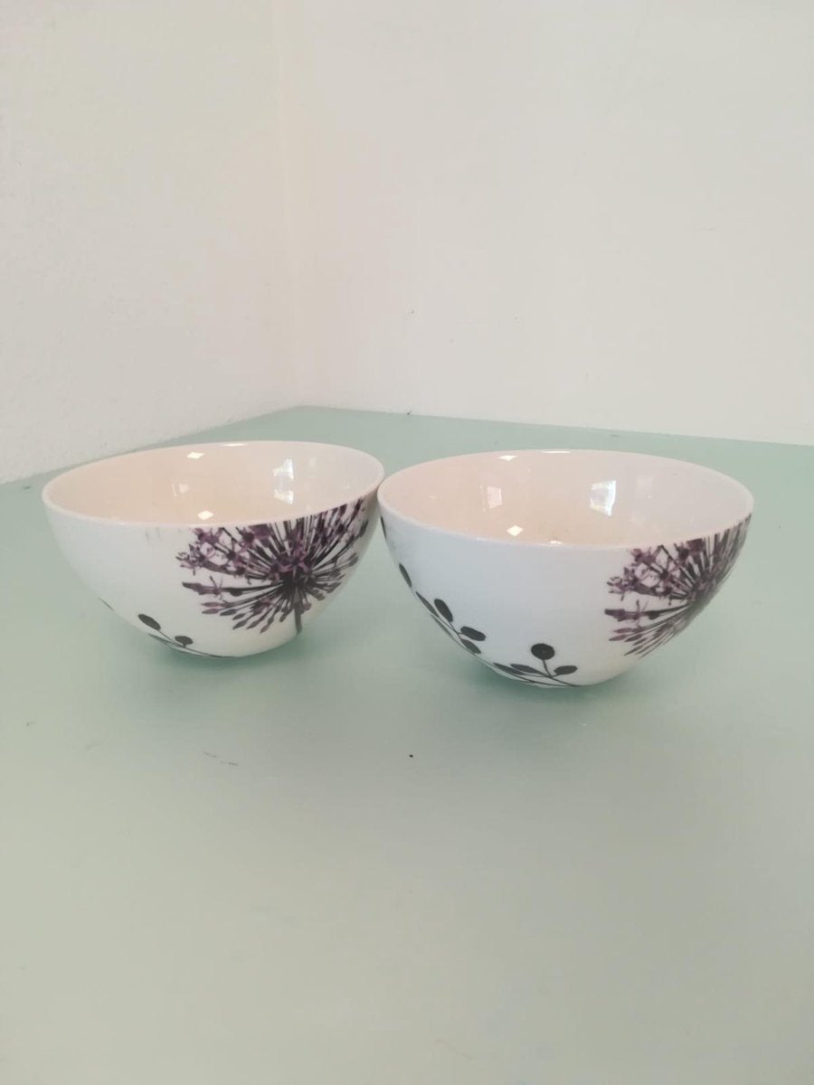 Twee leuke schaaltjes met opdruk van bloemen
