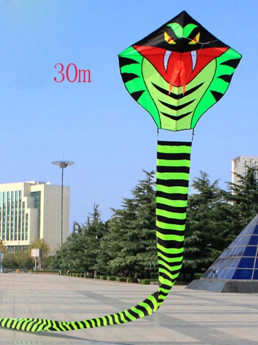 ✿BrenLux® Windvlieger Draak groen - Windvlieger Draak 30 meter lang met 100 meter touw - Vlieger met 100 meter lijn - Windvlieger - Strandvlieger - Vlieger Dragon – Vliegeren – Vlieger voor kinderen – Windvlieger volwassenen – Grote windvlieger