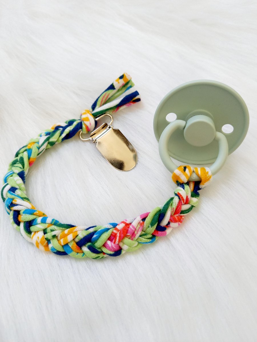 Happy-By-Lies Speenkoord gevlochten Jungle flowers - Frigg Seafoam 2 Siliconen