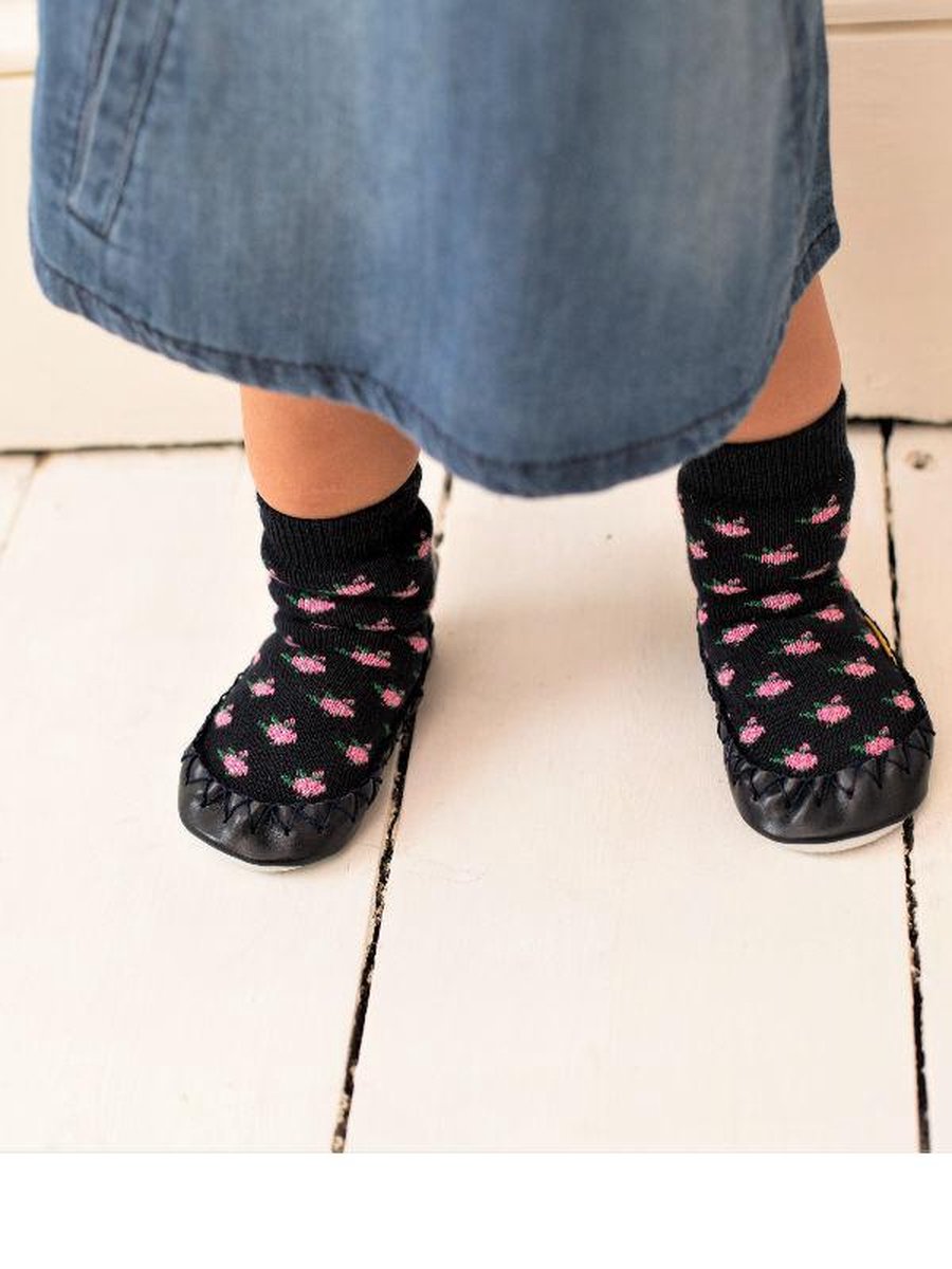 Moccis-gebreide-slofsokken-Navy-Rose-maat 26/27