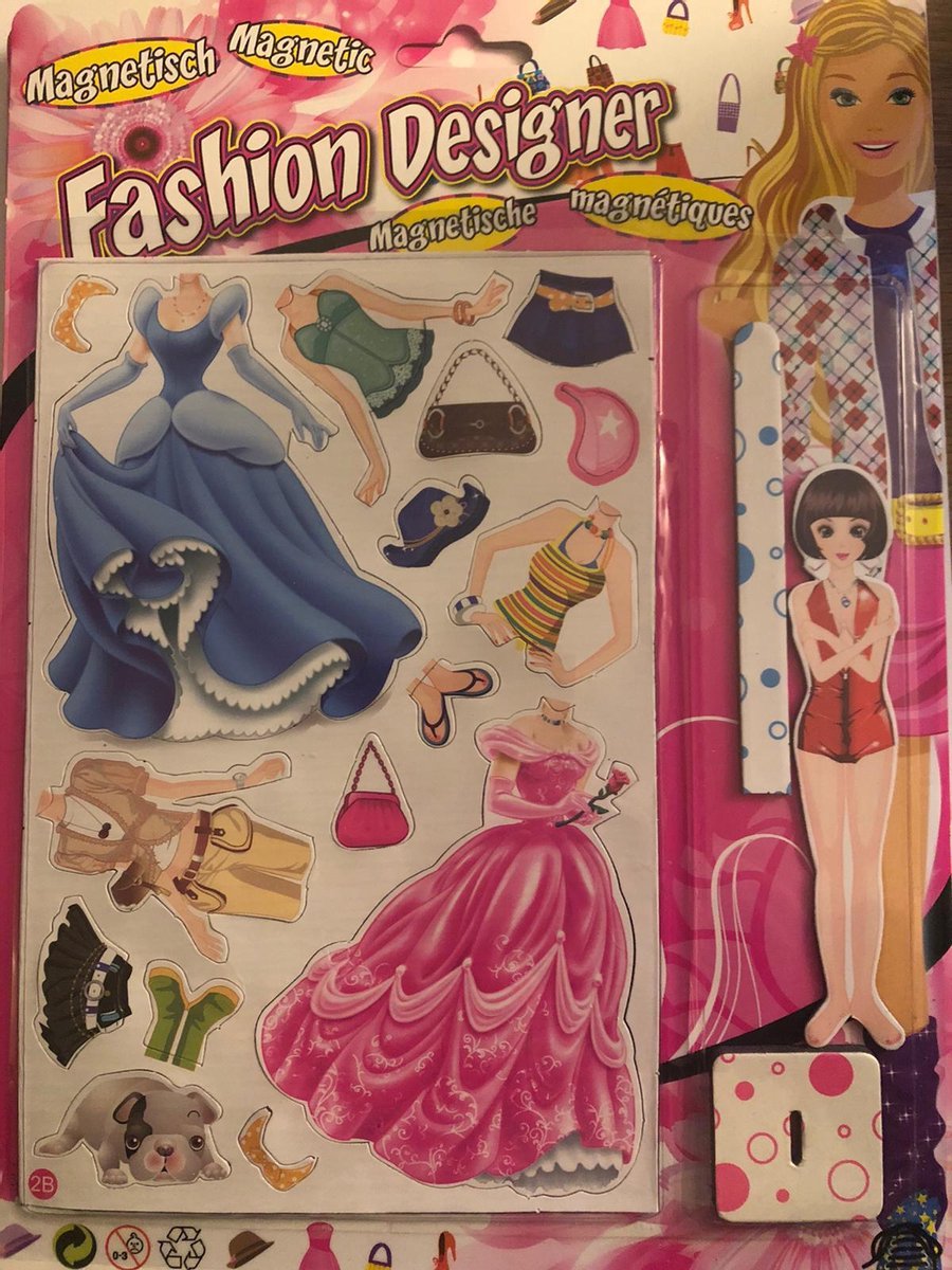 Fashion Design magnetische aankleedpop 13 cm lang - Magnetische Aankleedpop