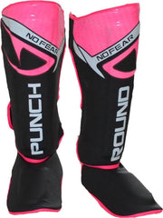 Punch Round NoFear Kickboks Scheenbeschermers Zwart Roze maat S