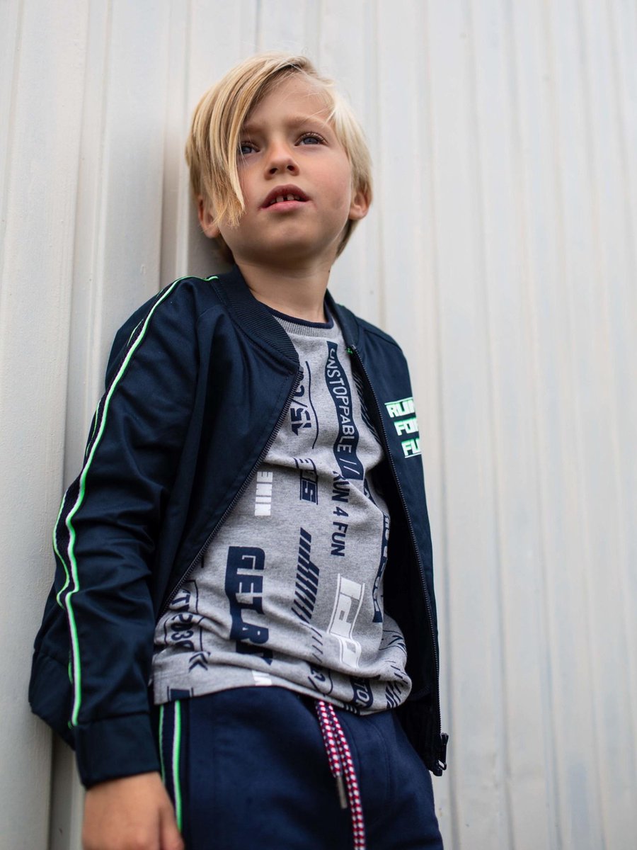 Quapi jongens t-shirt Fabiano Grey Melee Text