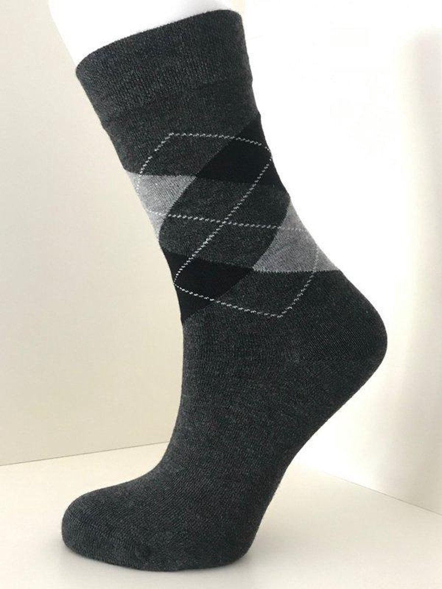 Boru Bamboo Design Square Argyle Sock | 2-Pack | Grijs