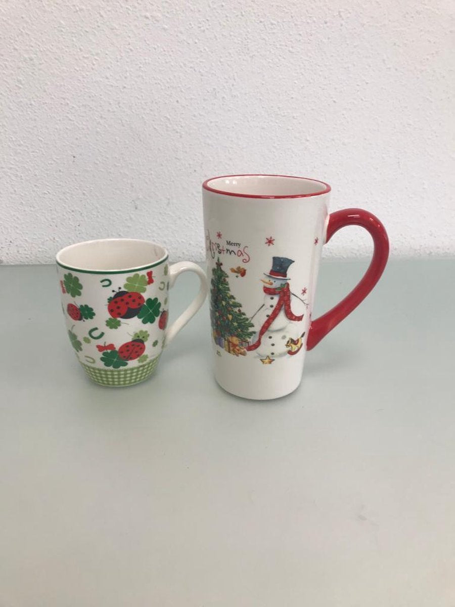 Kerst mokken - 2 stuks - groot en klein
