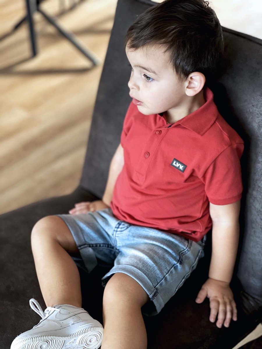 Levv polo shortsleeve Niam cranberry rood voor jongens - maat 92