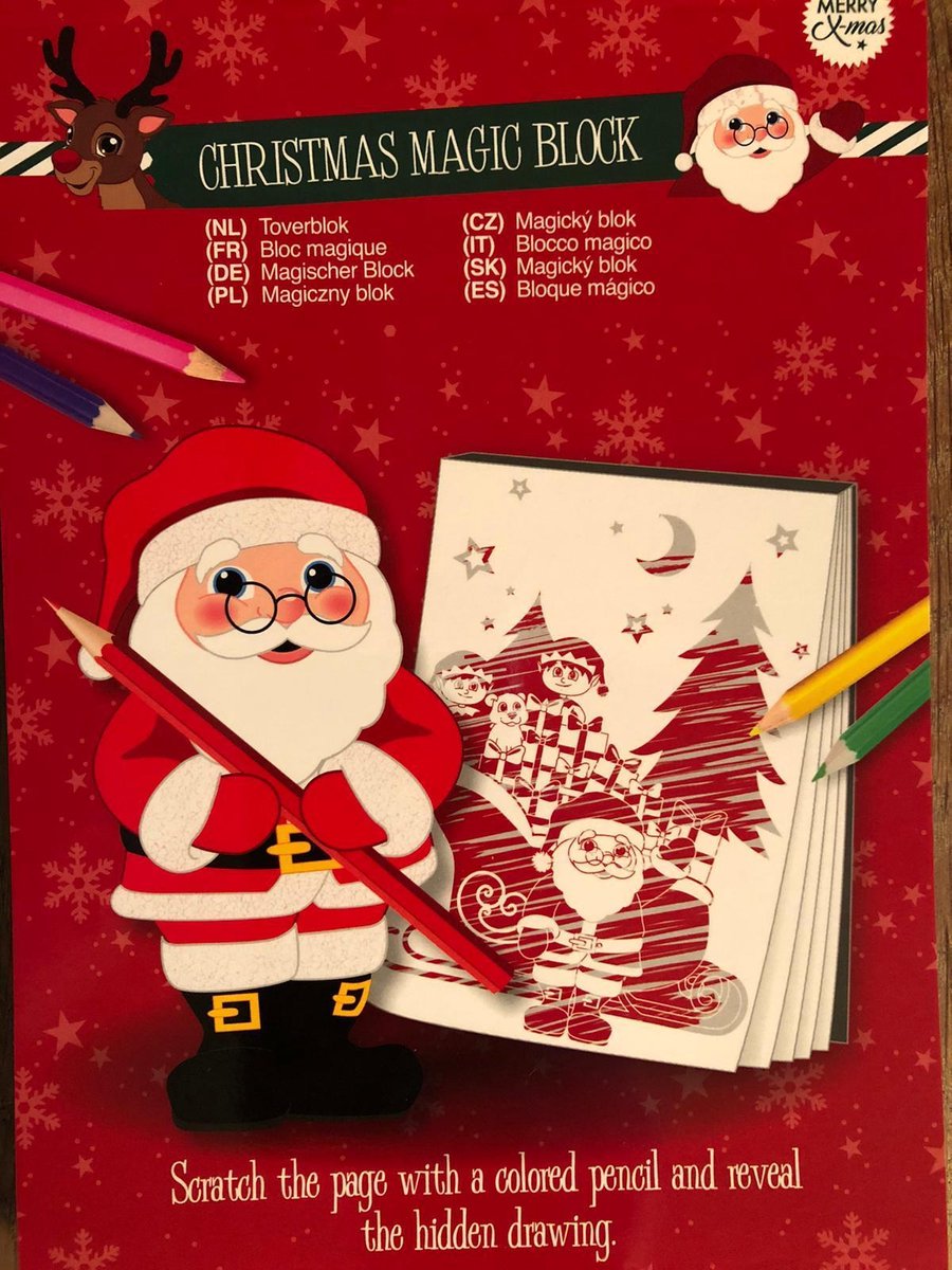 kerst tover krasblok met 25 vellen