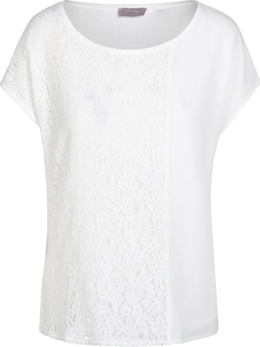 Cassis Kant en Crêpe Dames T-shirt - Maat L