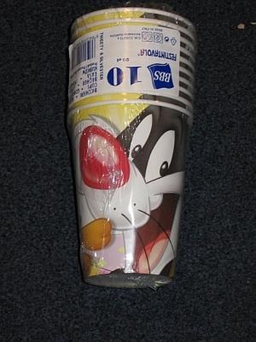 Tweety en Sylvester - bekers - karton - 10 stuks - wegwerp