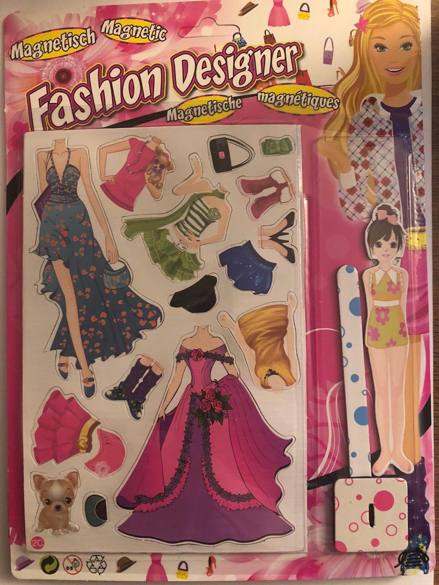 Fashion Design magnetische aankleedpop 13 cm lang - Magnetische Aankleedpop
