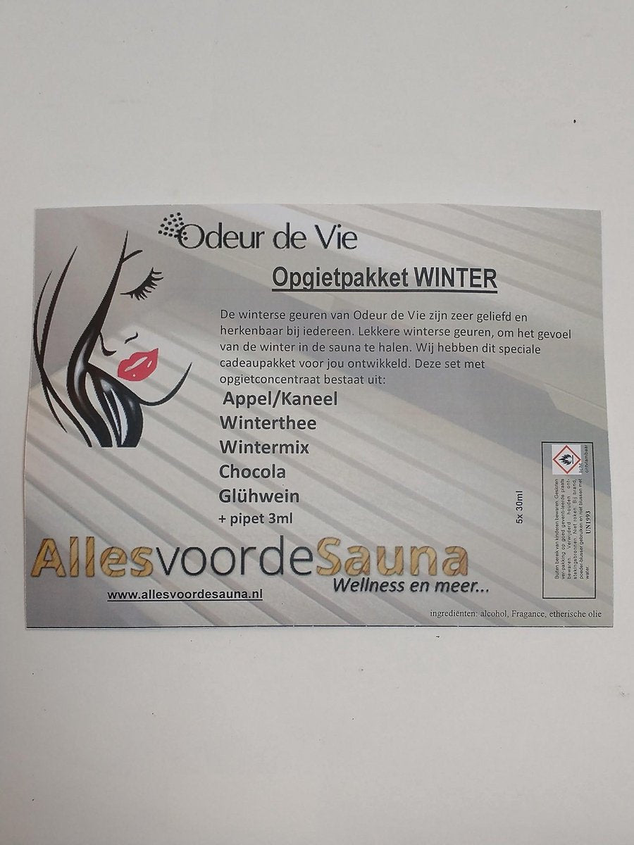 Cadeaupakket Sauna opgiet geur: 5x Winter 100ml