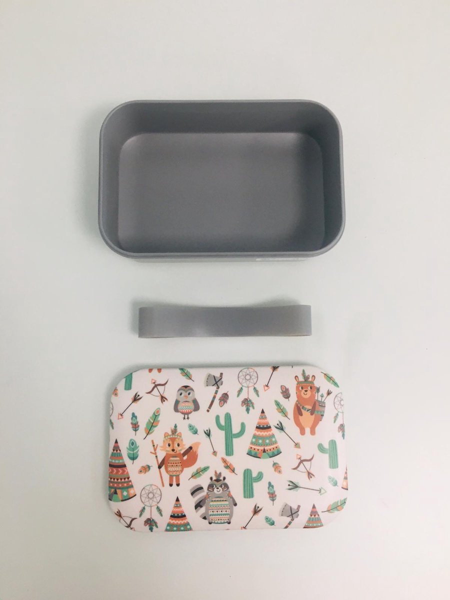 Witte - broodtrommel - dierenprint - kind