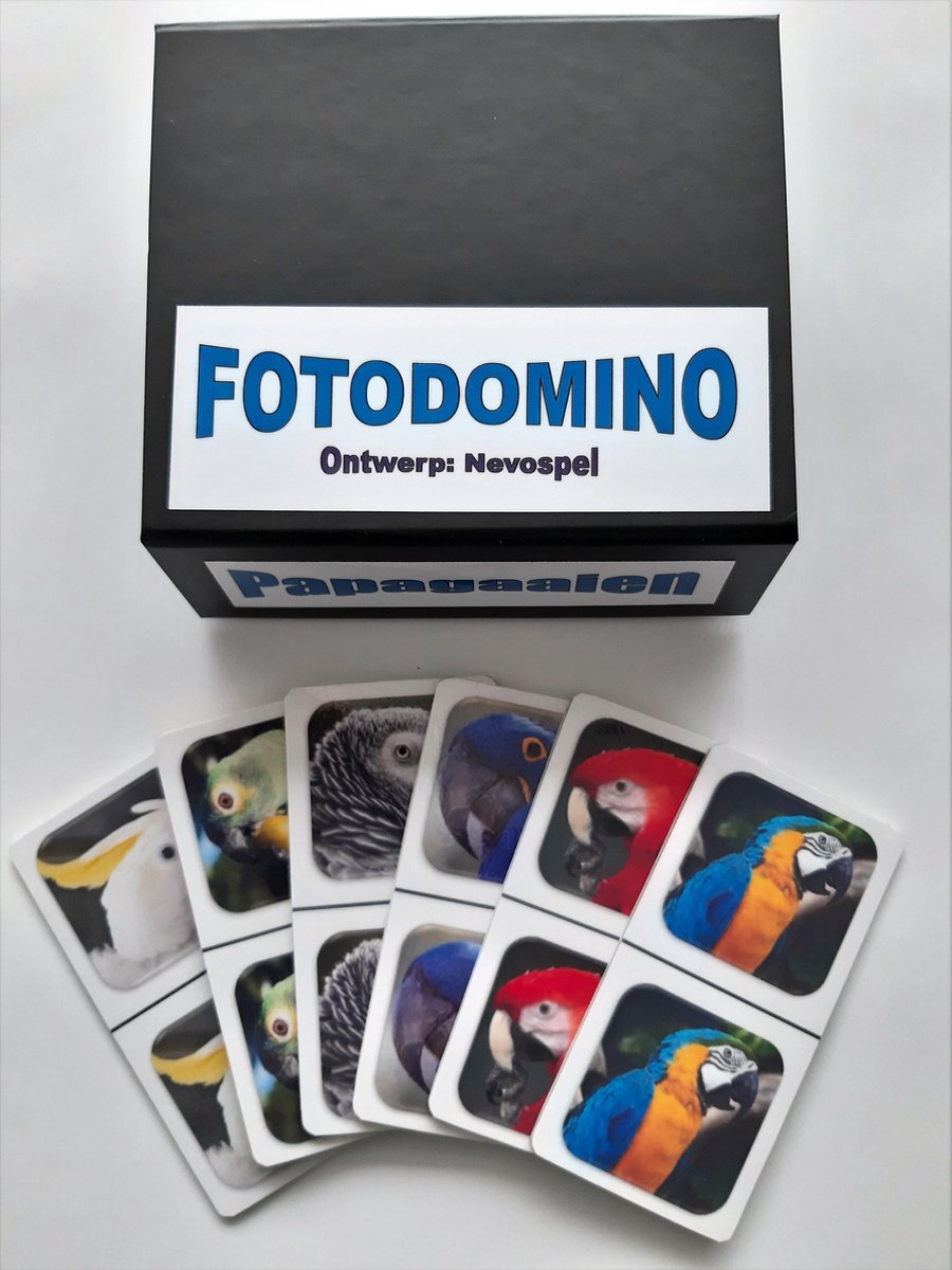 Denkspel voor mensen met dementie FotoDomino Papagaaien