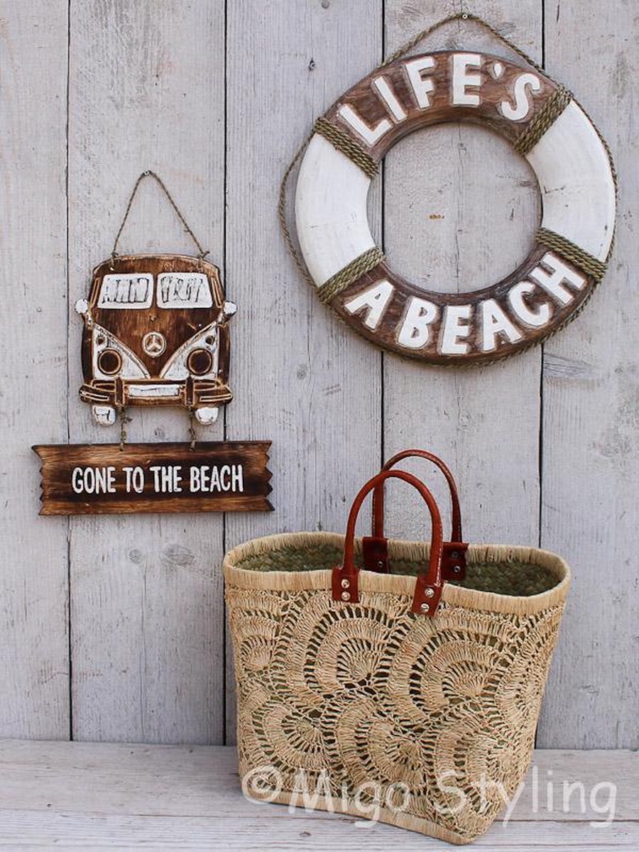 Ibiza tas-Houten Boei-Ibiza bus-Gone to the beach-Pakket-3 Producten-Beach-Decoratie-Tuin-cadeau-kado-pakket-verjaardag