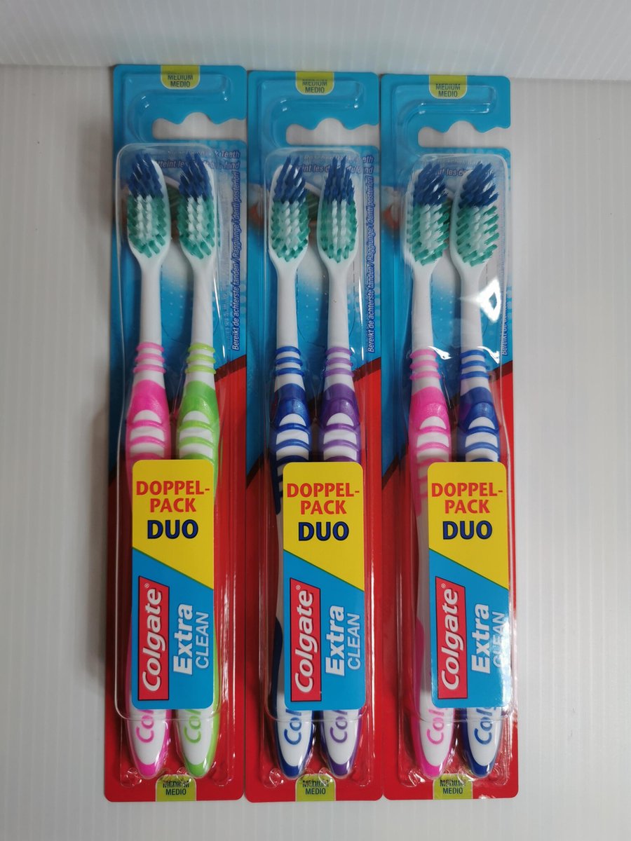 Pakket van 3x2 pack Colgate extra Clean Medium Hard