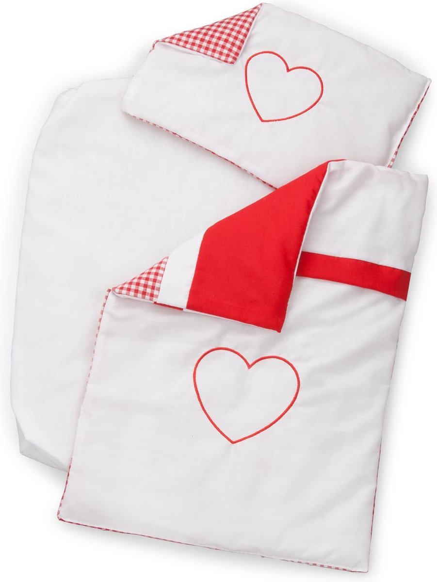 New Classic Toys - Beddengoed - Hartje - Rood