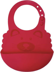 Siliconen slabbetje | Bear Red | Slabber | Waterdichte baby slabbetjes | Slabben | Met opvangbakje | Unisex slabbers