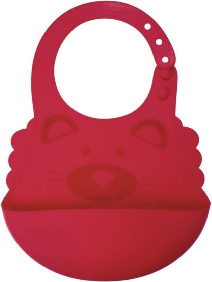 Siliconen slabbetje | Bear Red | Slabber | Waterdichte baby slabbetjes | Slabben | Met opvangbakje | Unisex slabbers
