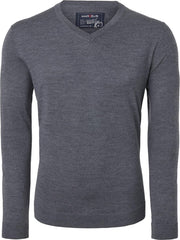 MARVELIS heren trui wol - V-hals - antraciet melange -  Maat: 4XL