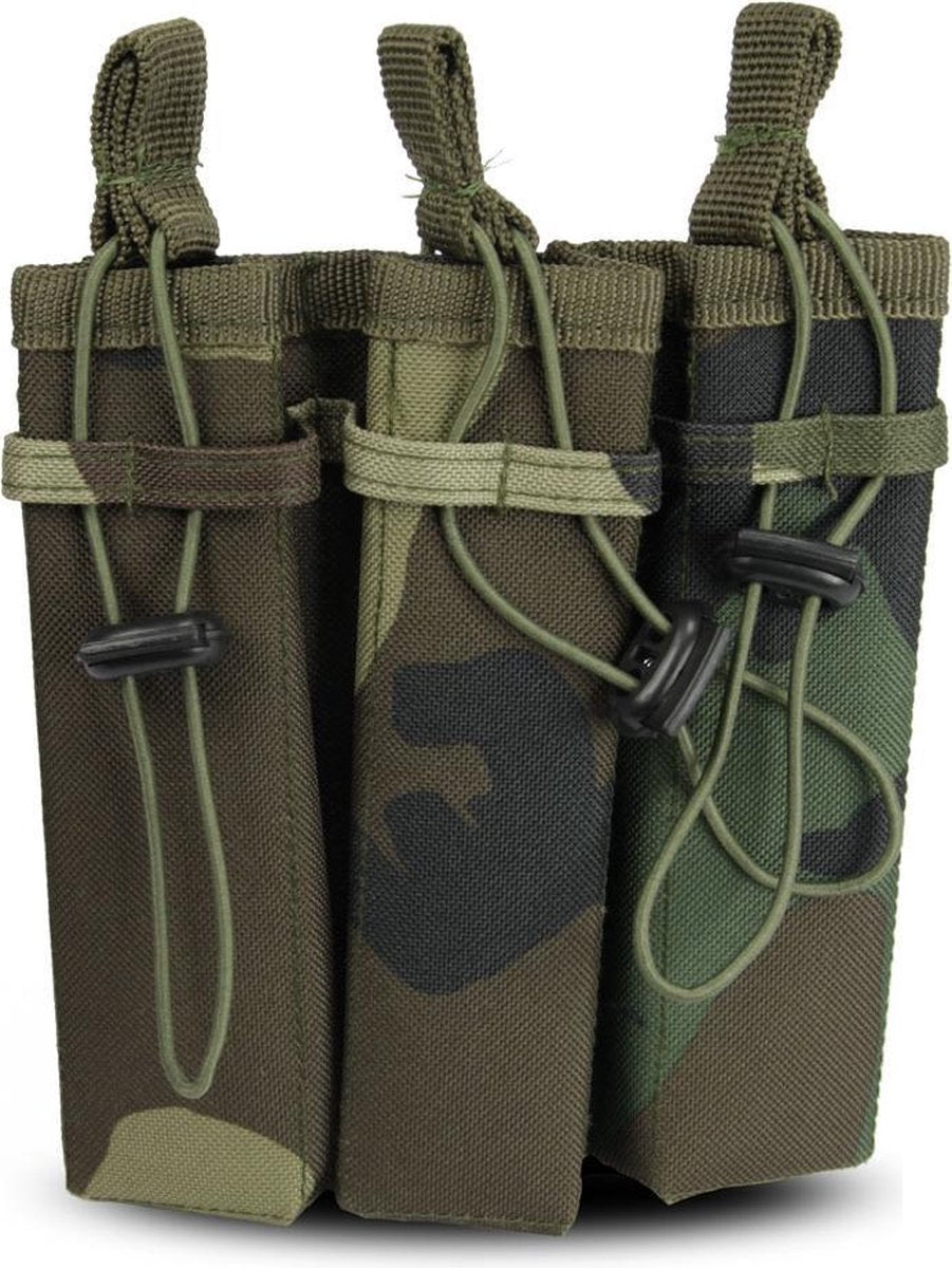 101Inc Molle pouch Sidearm 3 Mag. B woodland camo